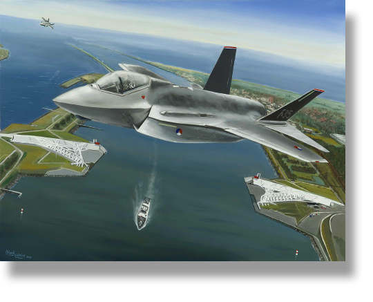 Commisioned work
Lockheed JSF F-35 KLU
Oil on Canvas
85 x 105 cm