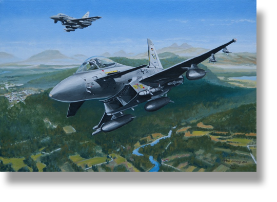 Eurofighter JGS 74
Eurofighter Typhoon
Oil on Canvas
60 x 40 cm
Donated to German RC-flying club